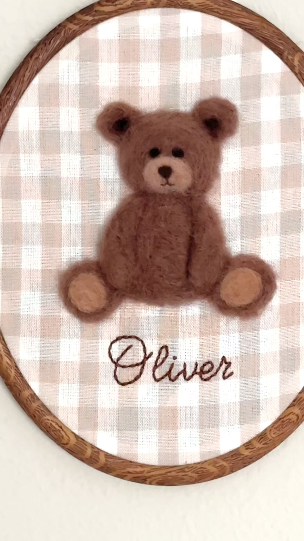 Personalized Nursery Name Sign with Needle Felted Bear